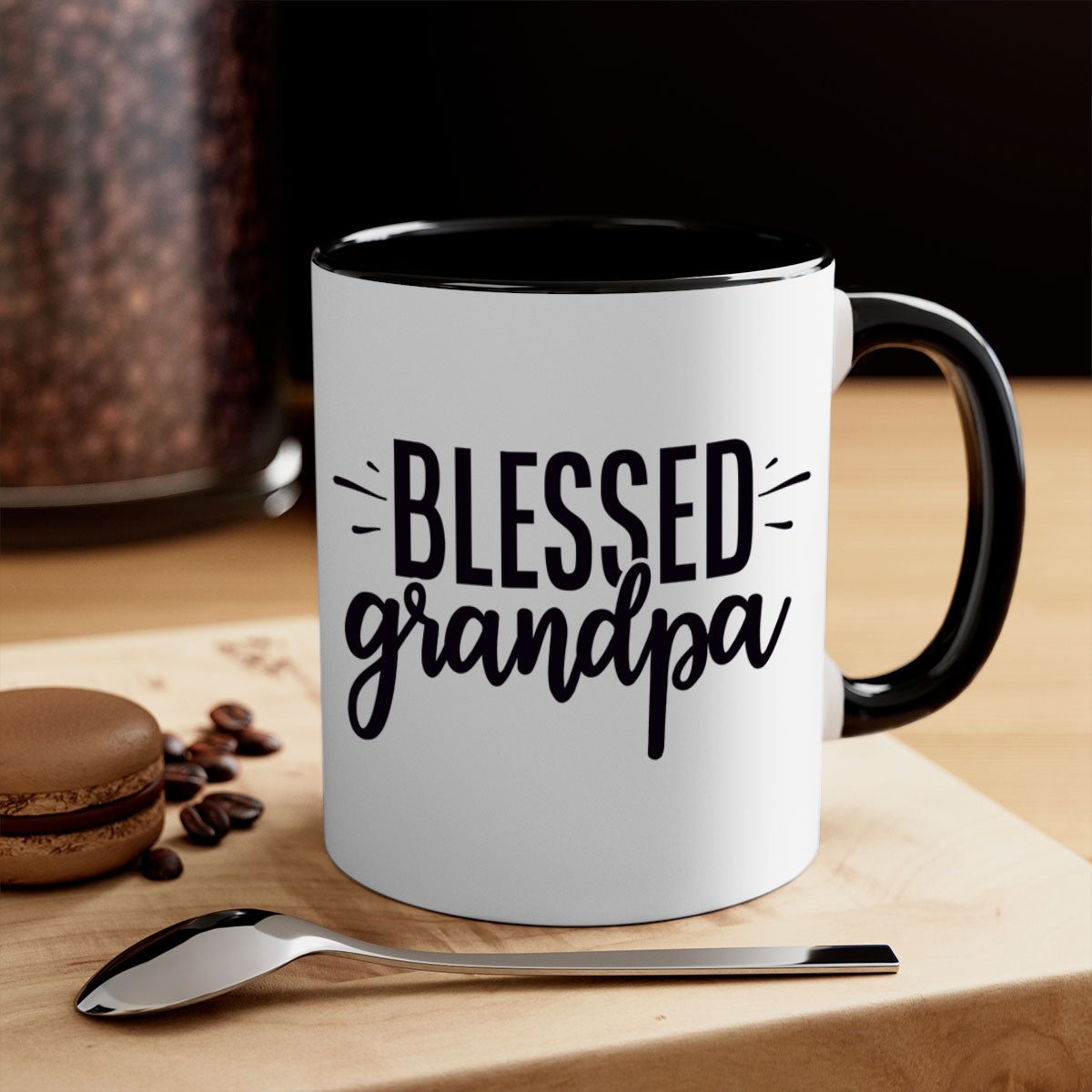 A stylish two-tone Blessed Grandpa Mug with a glossy finish, featuring a colored handle and interior, perfect for coffee or tea.