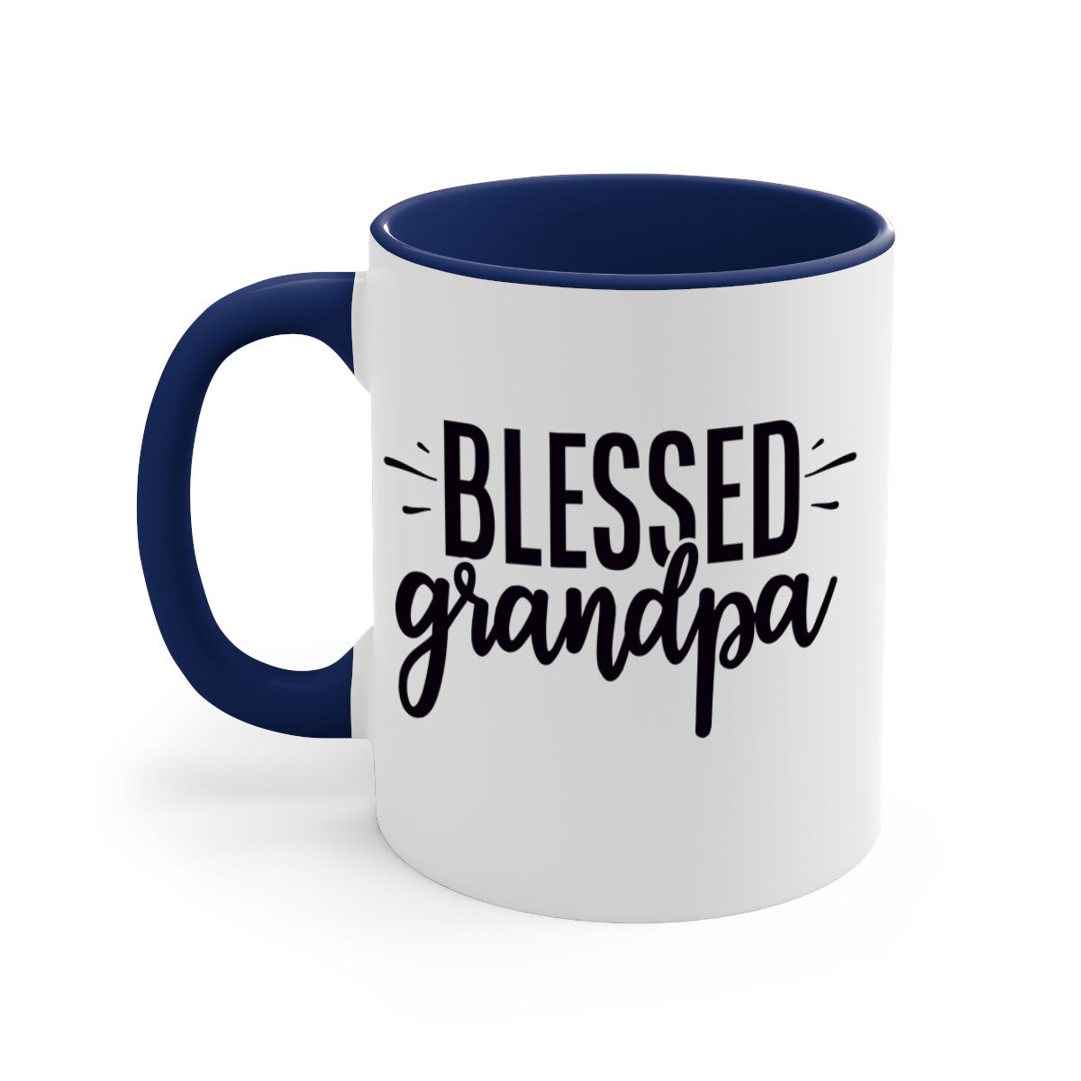 A stylish two-tone Blessed Grandpa Mug with a glossy finish, featuring a colored handle and interior, perfect for coffee or tea.