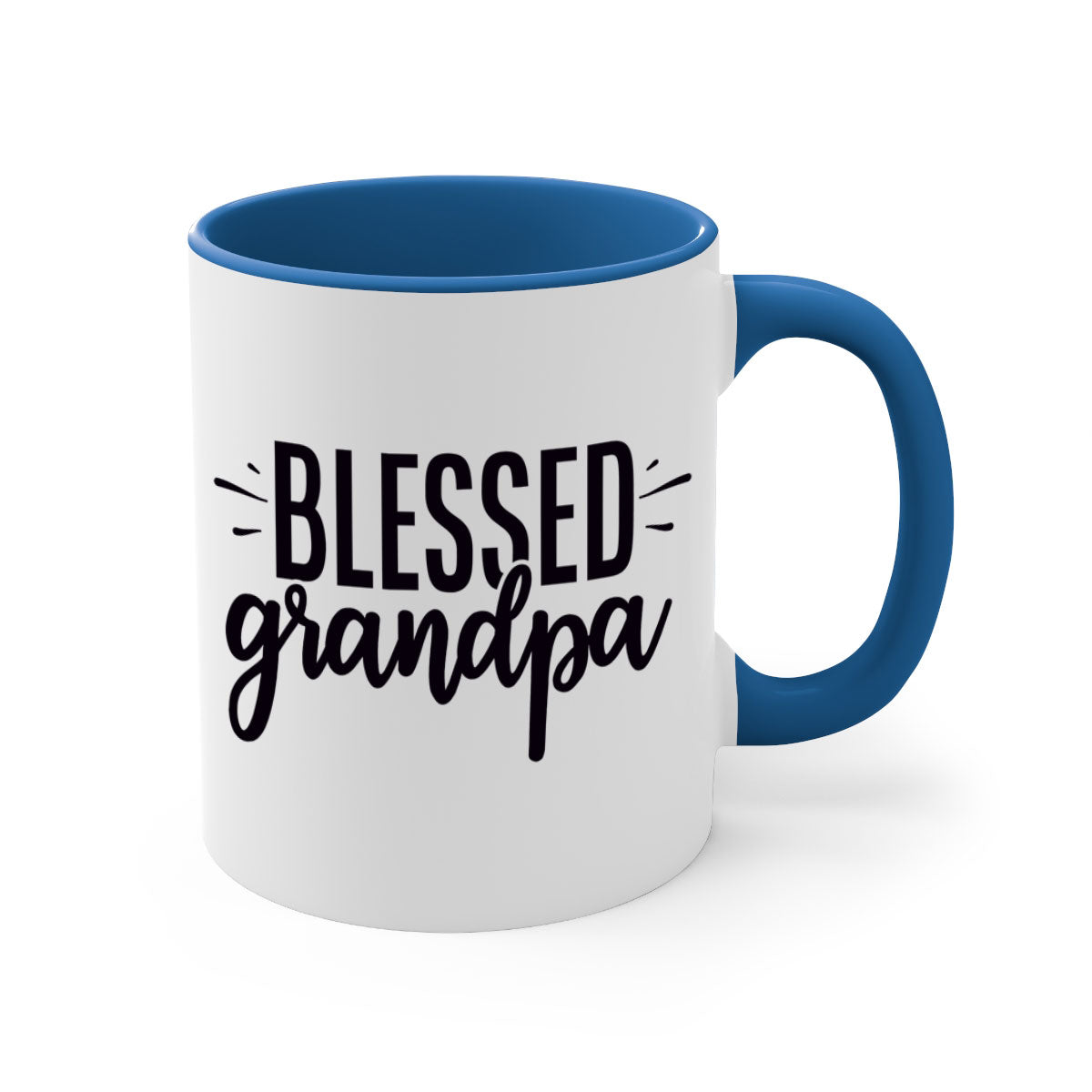 A stylish two-tone Blessed Grandpa Mug with a glossy finish, featuring a colored handle and interior, perfect for coffee or tea.