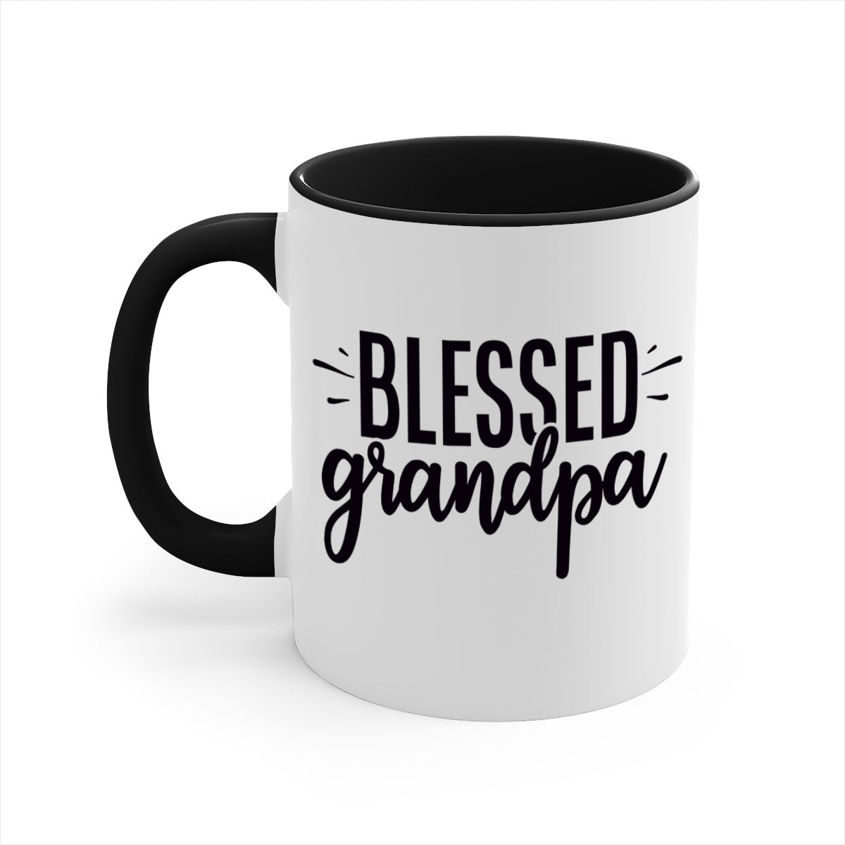 A stylish two-tone Blessed Grandpa Mug with a glossy finish, featuring a colored handle and interior, perfect for coffee or tea.