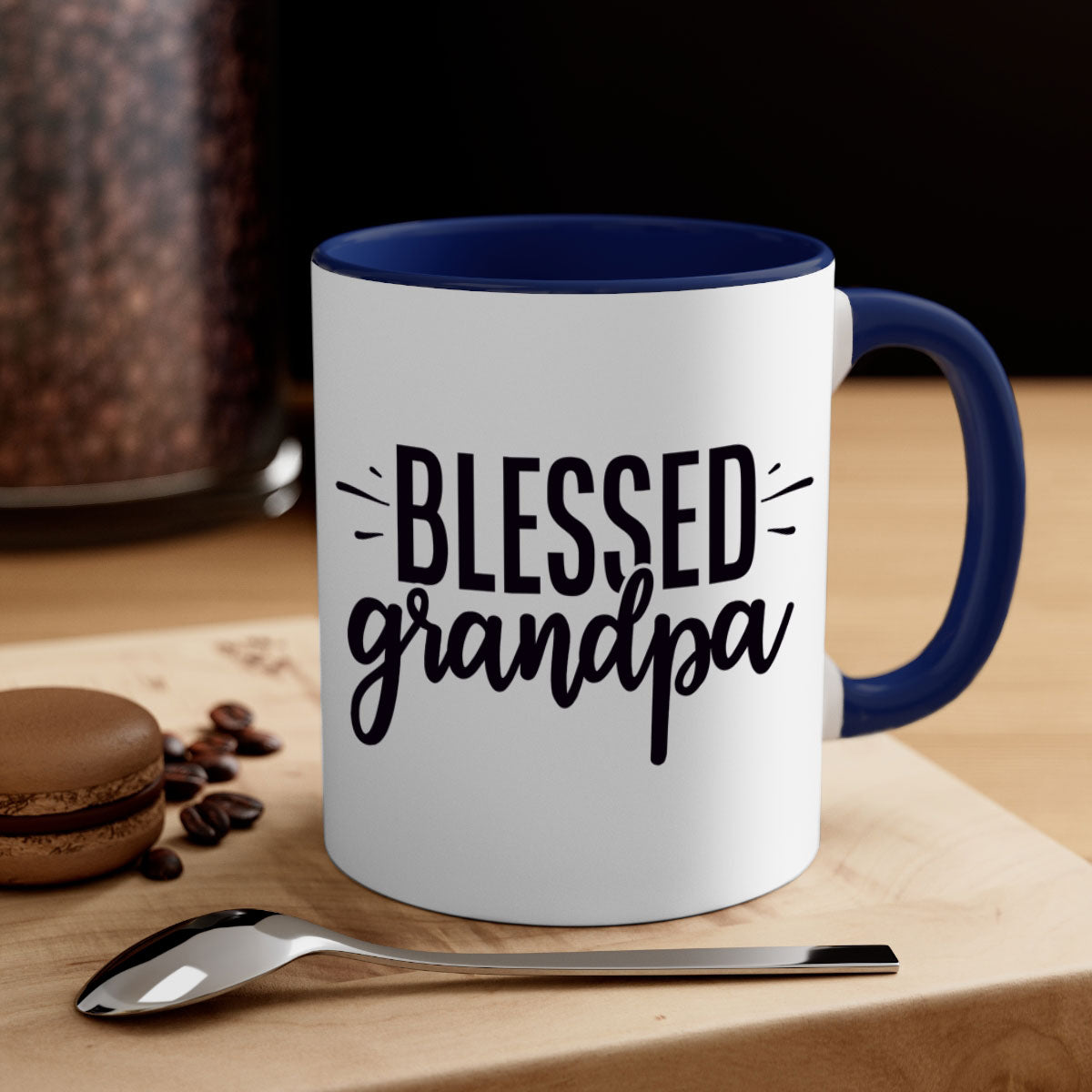 A stylish two-tone Blessed Grandpa Mug with a glossy finish, featuring a colored handle and interior, perfect for coffee or tea.