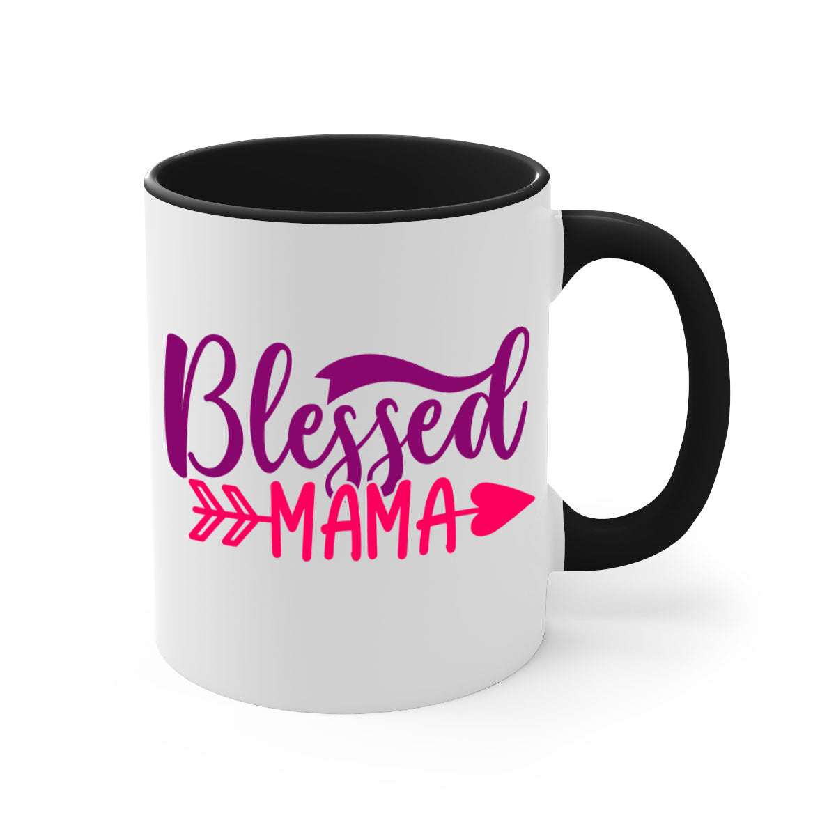 Blessed Mama Style 278# Mug featuring a glossy finish with a colored handle and interior, available in multiple colors.