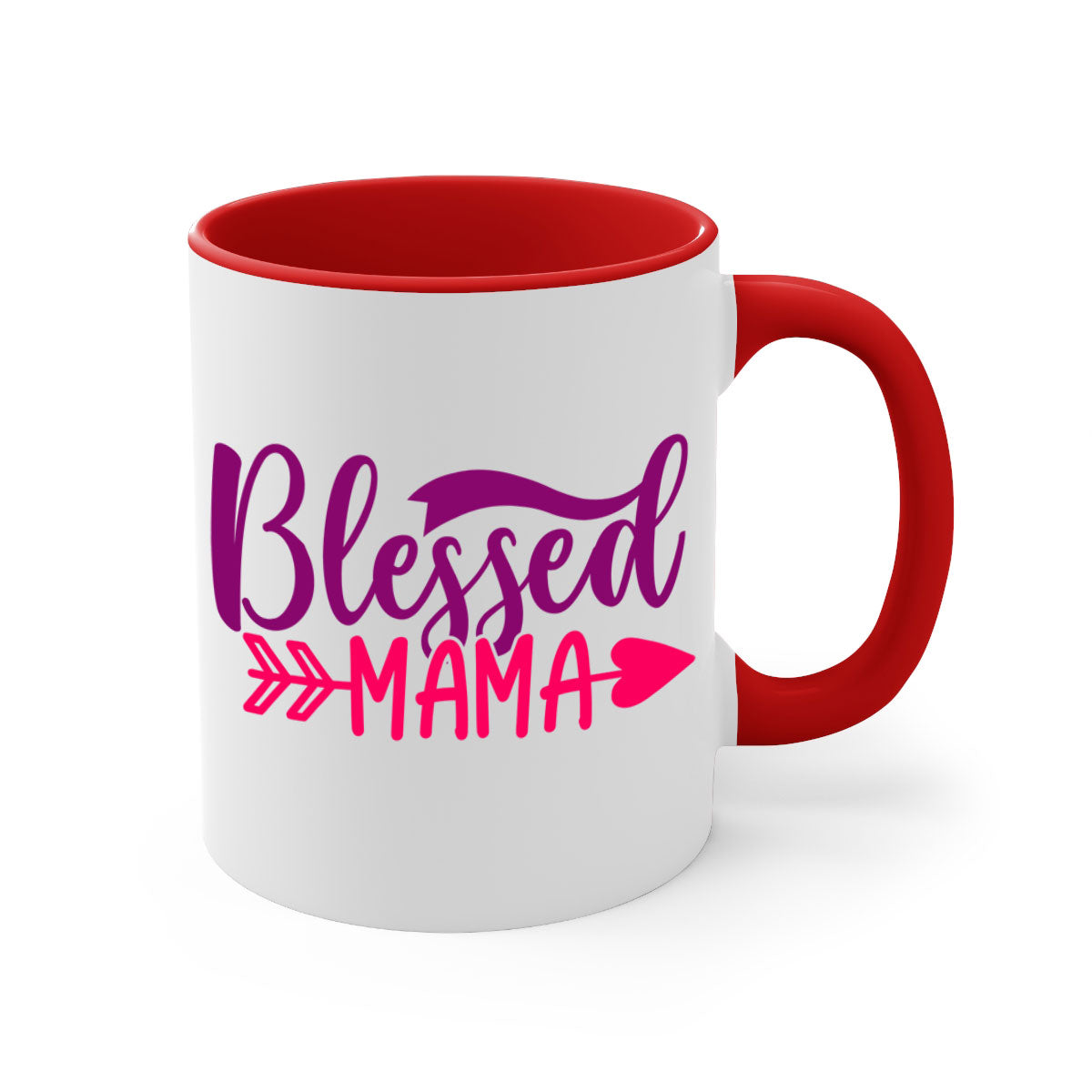 Blessed Mama Style 278# Mug featuring a glossy finish with a colored handle and interior, available in multiple colors.