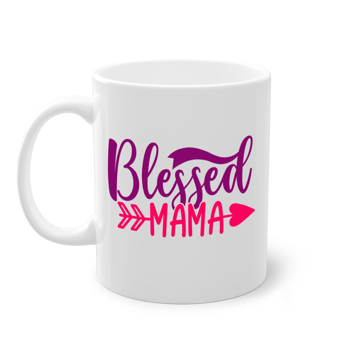 Blessed Mama Style 278# Mug featuring a glossy finish with a colored handle and interior, available in multiple colors.