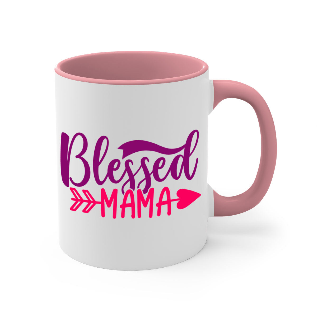 Blessed Mama Style 278# Mug featuring a glossy finish with a colored handle and interior, available in multiple colors.