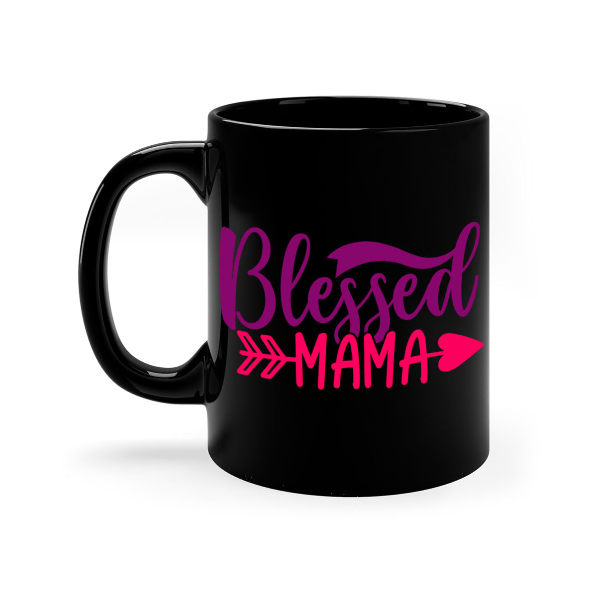 Blessed Mama Style 278# Mug featuring a glossy finish with a colored handle and interior, available in multiple colors.