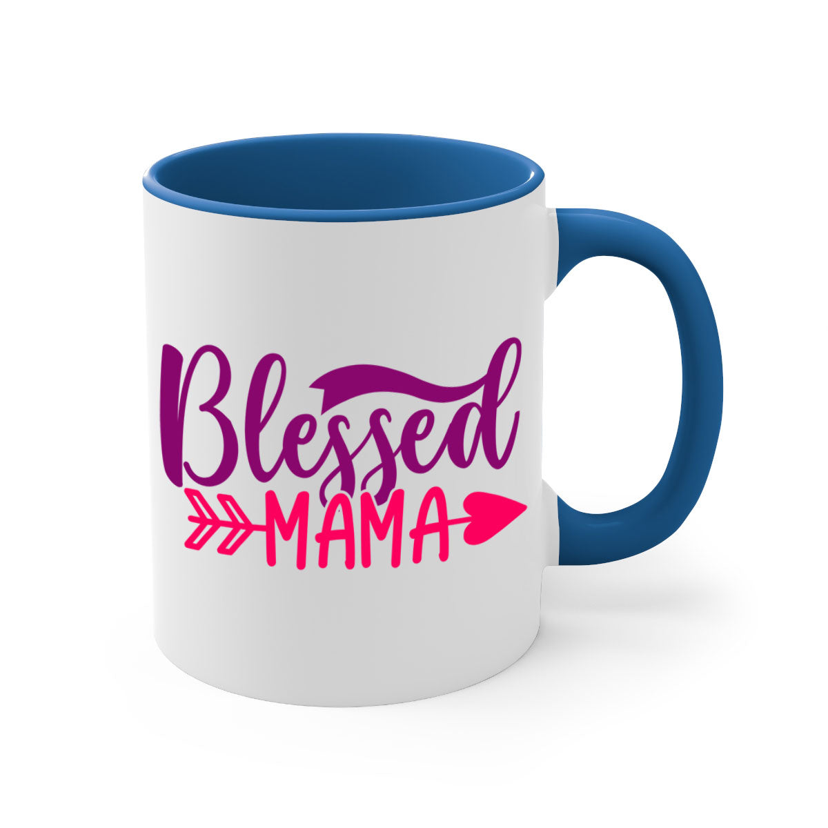 Blessed Mama Style 278# Mug featuring a glossy finish with a colored handle and interior, available in multiple colors.