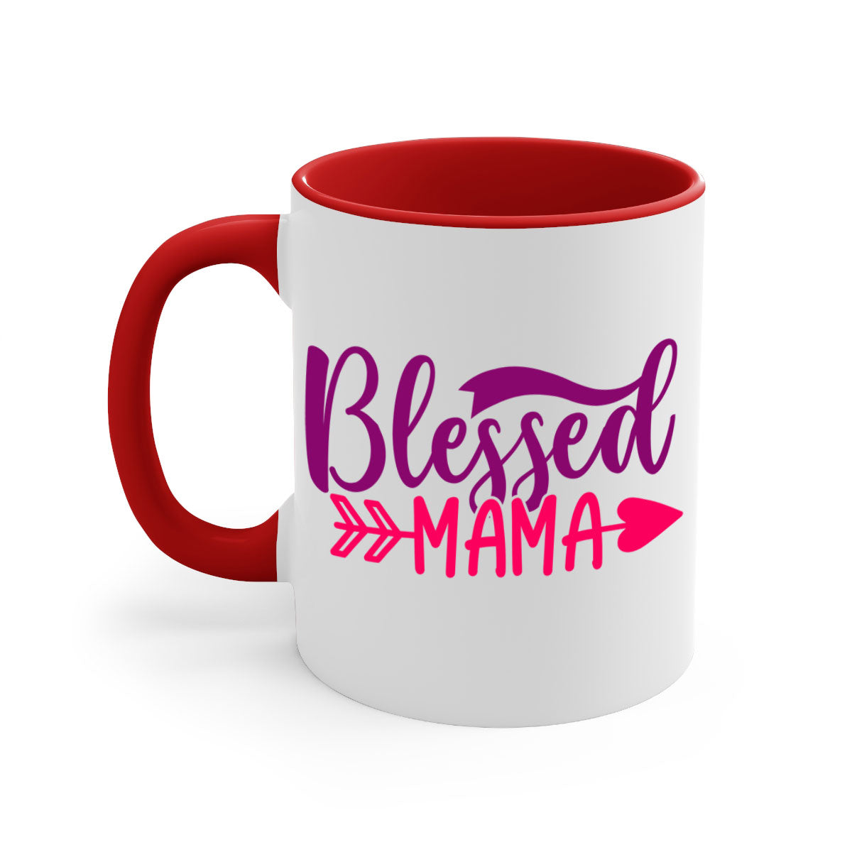 Blessed Mama Style 278# Mug featuring a glossy finish with a colored handle and interior, available in multiple colors.