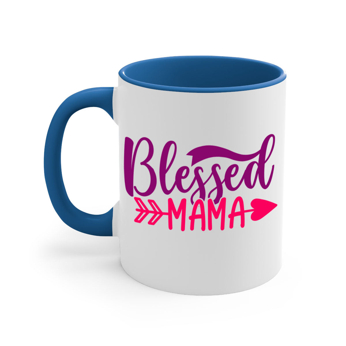 Blessed Mama Style 278# Mug featuring a glossy finish with a colored handle and interior, available in multiple colors.