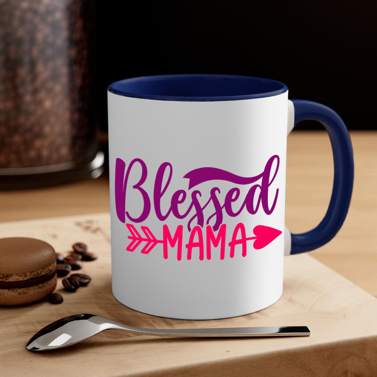 Blessed Mama Style 278# Mug featuring a glossy finish with a colored handle and interior, available in multiple colors.