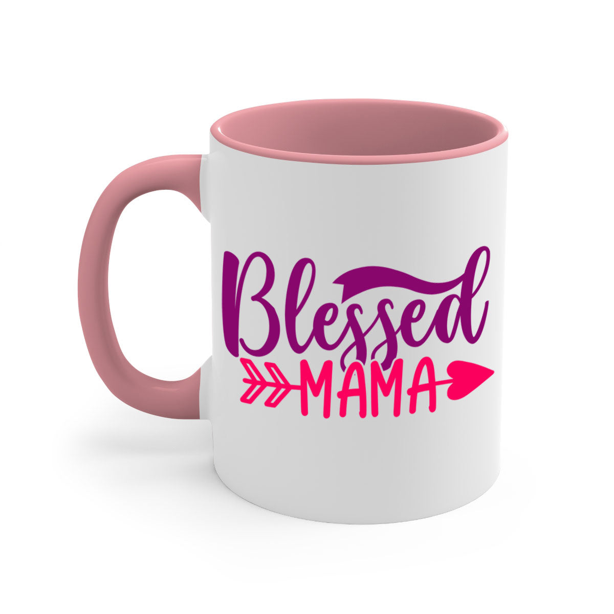 Blessed Mama Style 278# Mug featuring a glossy finish with a colored handle and interior, available in multiple colors.