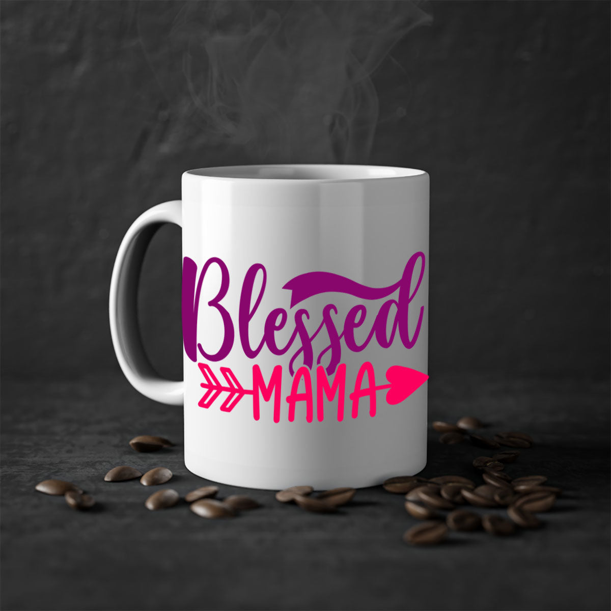 Blessed Mama Style 278# Mug featuring a glossy finish with a colored handle and interior, available in multiple colors.