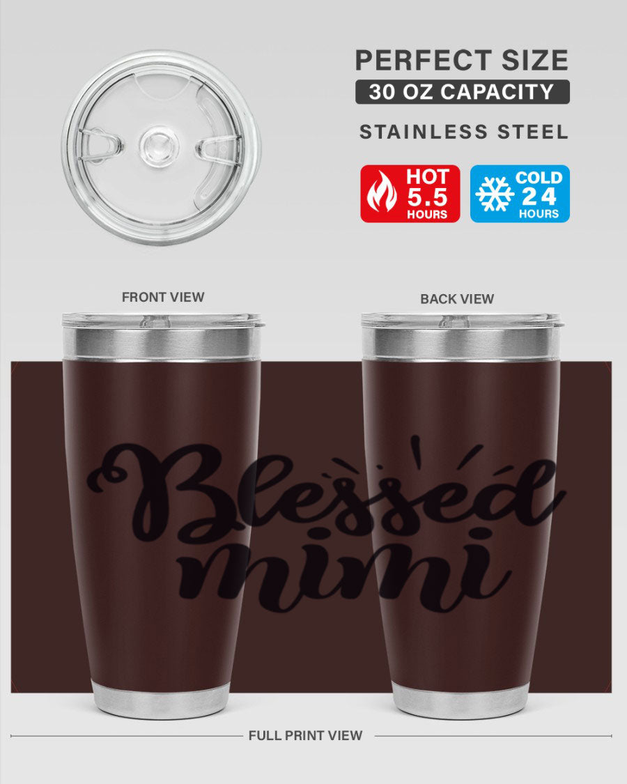 Blessed Mimi Style 31# Tumbler in stainless steel with a stylish design, perfect for hot and cold beverages.