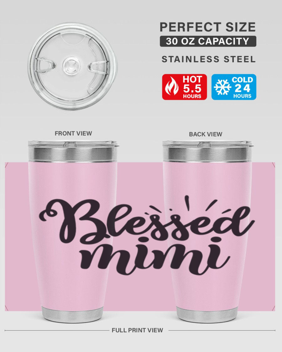 Blessed Mimi Style 31# Tumbler in stainless steel with a stylish design, perfect for hot and cold beverages.