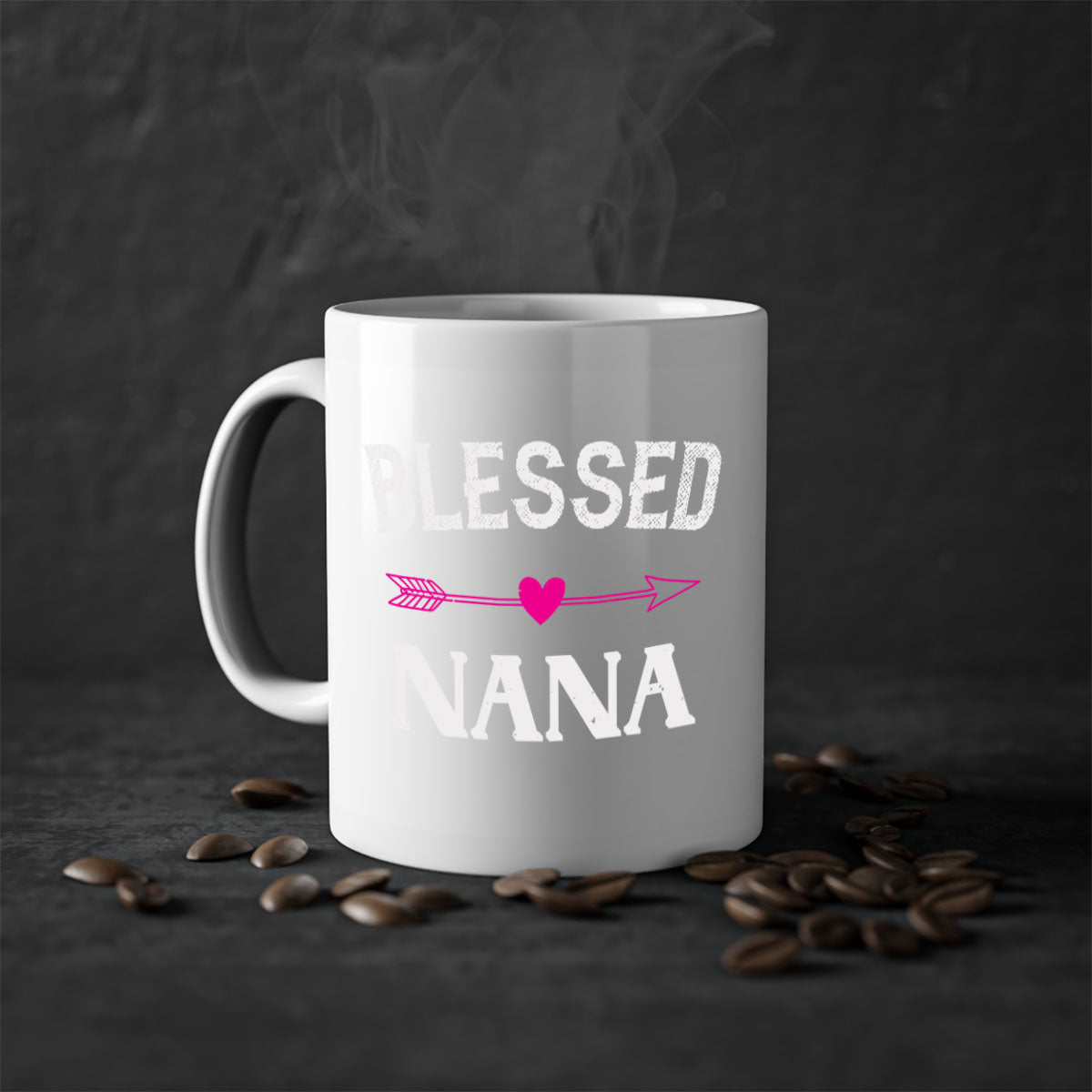 A stylish two-tone Blessed Nana 34# Mug with a colored handle and glossy finish, perfect for grandmas who love coffee or tea.