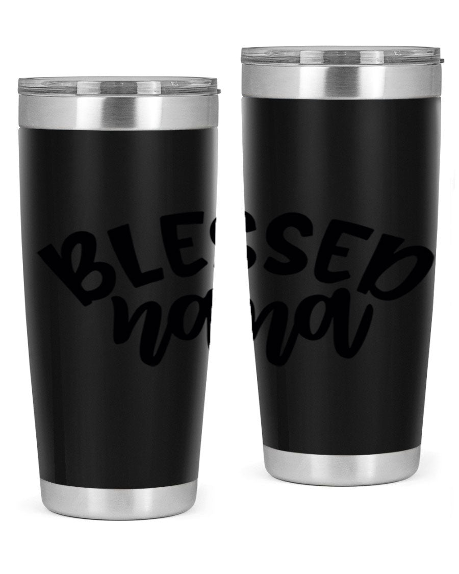 Blessed Nana 20oz Tumbler featuring double wall vacuum stainless steel design with a drink-thru lid, perfect for keeping beverages hot or cold.