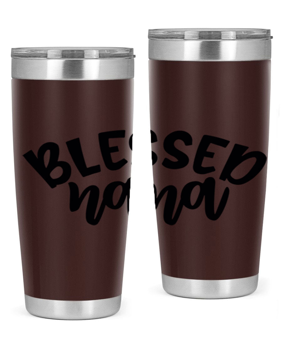 Blessed Nana 20oz Tumbler featuring double wall vacuum stainless steel design with a drink-thru lid, perfect for keeping beverages hot or cold.