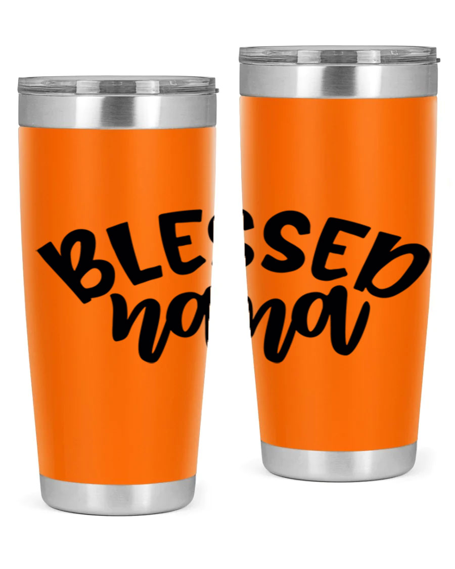 Blessed Nana 20oz Tumbler featuring double wall vacuum stainless steel design with a drink-thru lid, perfect for keeping beverages hot or cold.