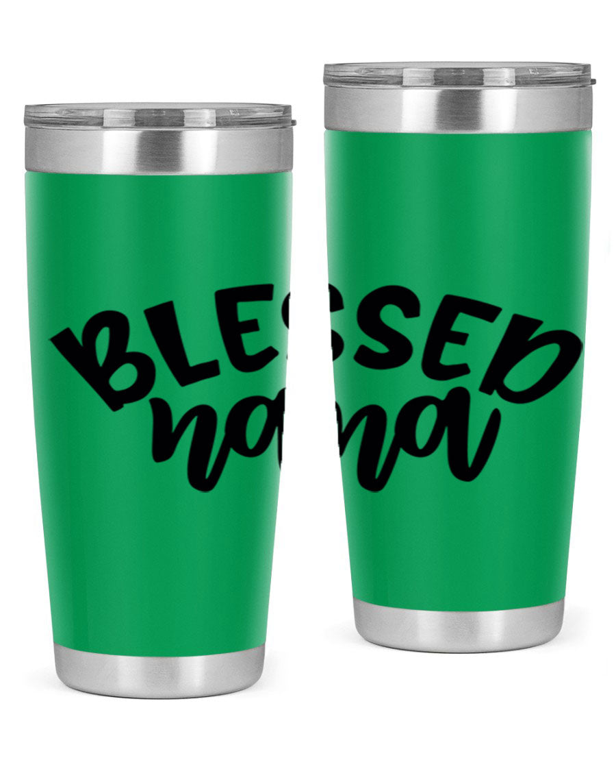 Blessed Nana 20oz Tumbler featuring double wall vacuum stainless steel design with a drink-thru lid, perfect for keeping beverages hot or cold.