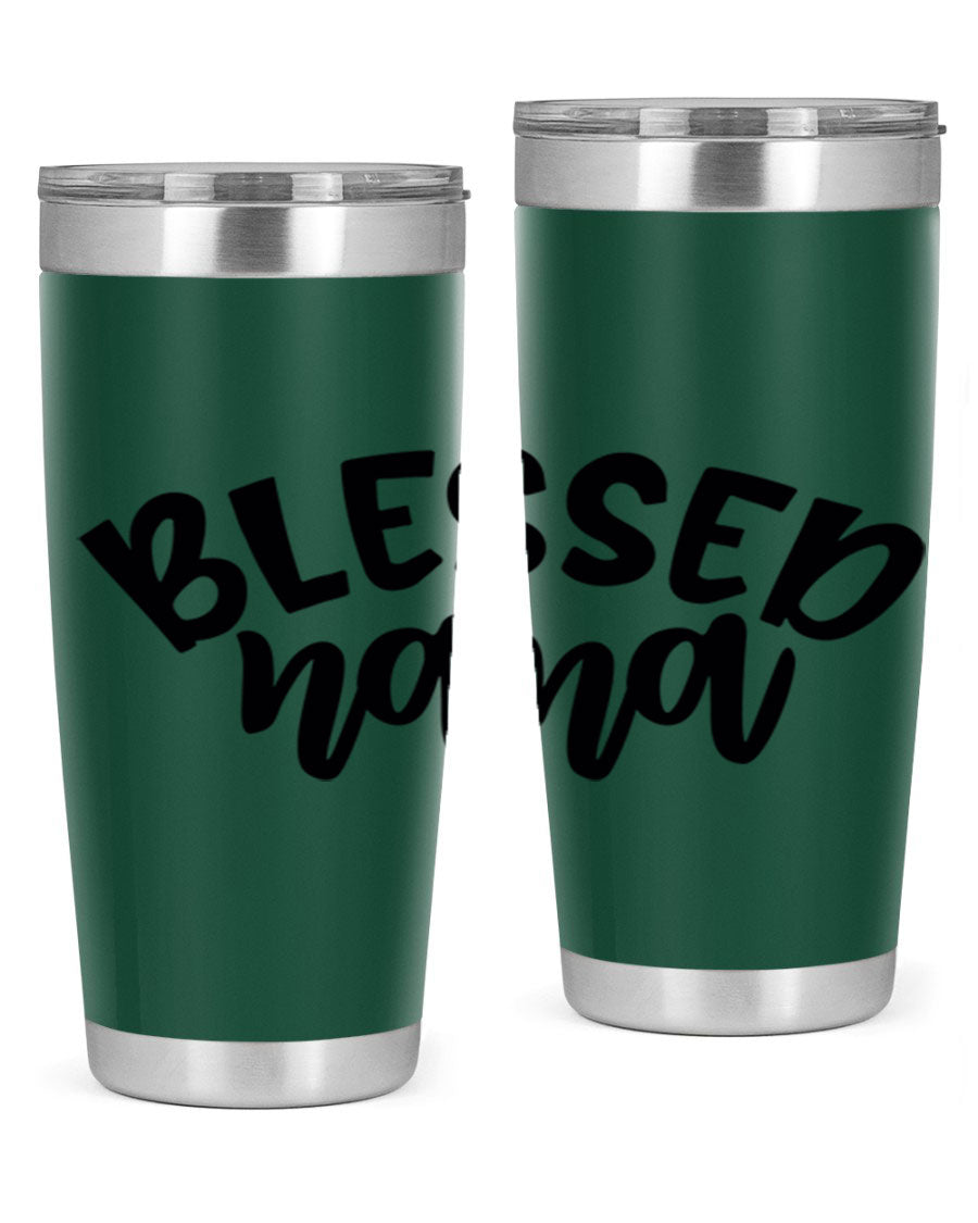 Blessed Nana 20oz Tumbler featuring double wall vacuum stainless steel design with a drink-thru lid, perfect for keeping beverages hot or cold.