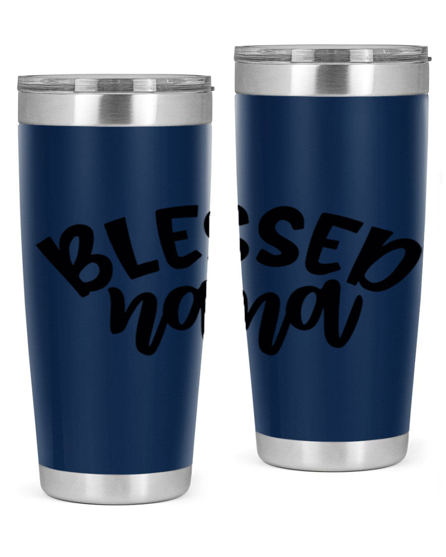 Blessed Nana 20oz Tumbler featuring double wall vacuum stainless steel design with a drink-thru lid, perfect for keeping beverages hot or cold.