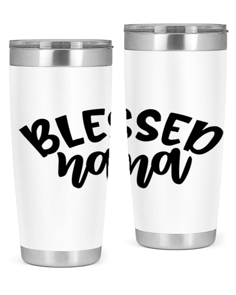 Blessed Nana 20oz Tumbler featuring double wall vacuum stainless steel design with a drink-thru lid, perfect for keeping beverages hot or cold.