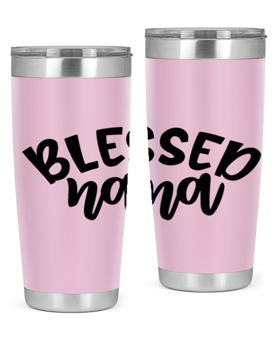 Blessed Nana 20oz Tumbler featuring double wall vacuum stainless steel design with a drink-thru lid, perfect for keeping beverages hot or cold.