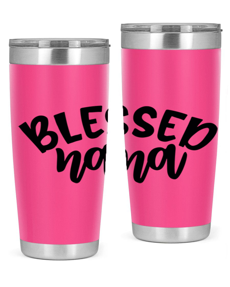 Blessed Nana 20oz Tumbler featuring double wall vacuum stainless steel design with a drink-thru lid, perfect for keeping beverages hot or cold.