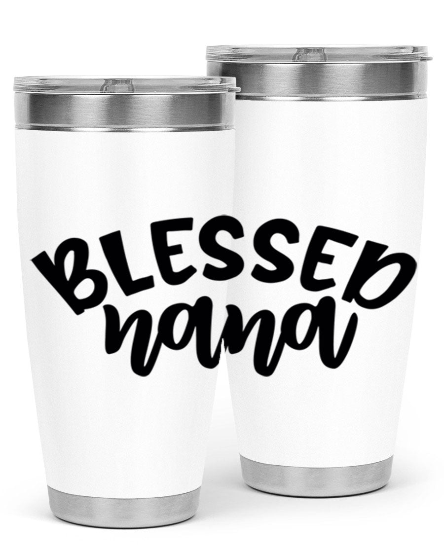 Blessed Nana 20oz Tumbler featuring double wall vacuum stainless steel design with a drink-thru lid, perfect for keeping beverages hot or cold.