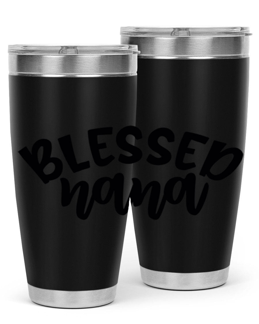 Blessed Nana 20oz Tumbler featuring double wall vacuum stainless steel design with a drink-thru lid, perfect for keeping beverages hot or cold.