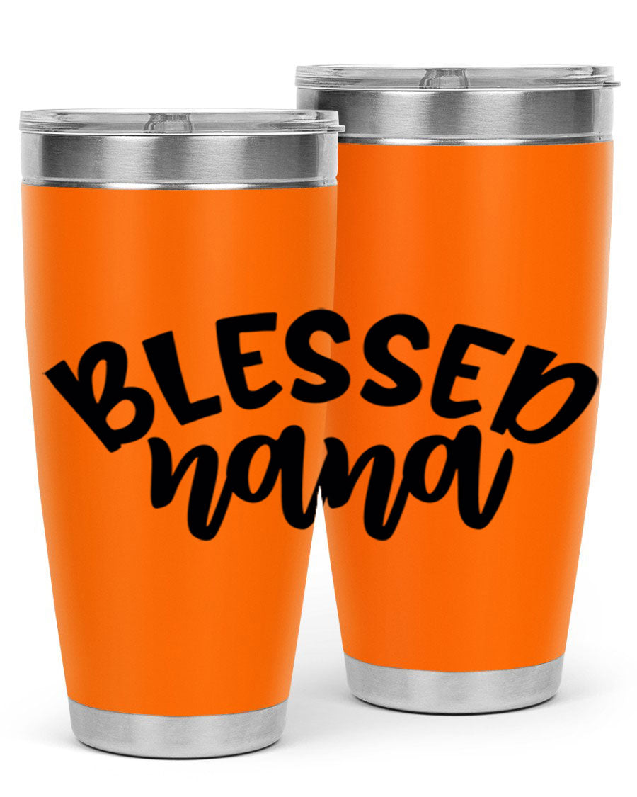 Blessed Nana 20oz Tumbler featuring double wall vacuum stainless steel design with a drink-thru lid, perfect for keeping beverages hot or cold.