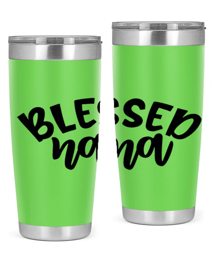 Blessed Nana 20oz Tumbler featuring double wall vacuum stainless steel design with a drink-thru lid, perfect for keeping beverages hot or cold.