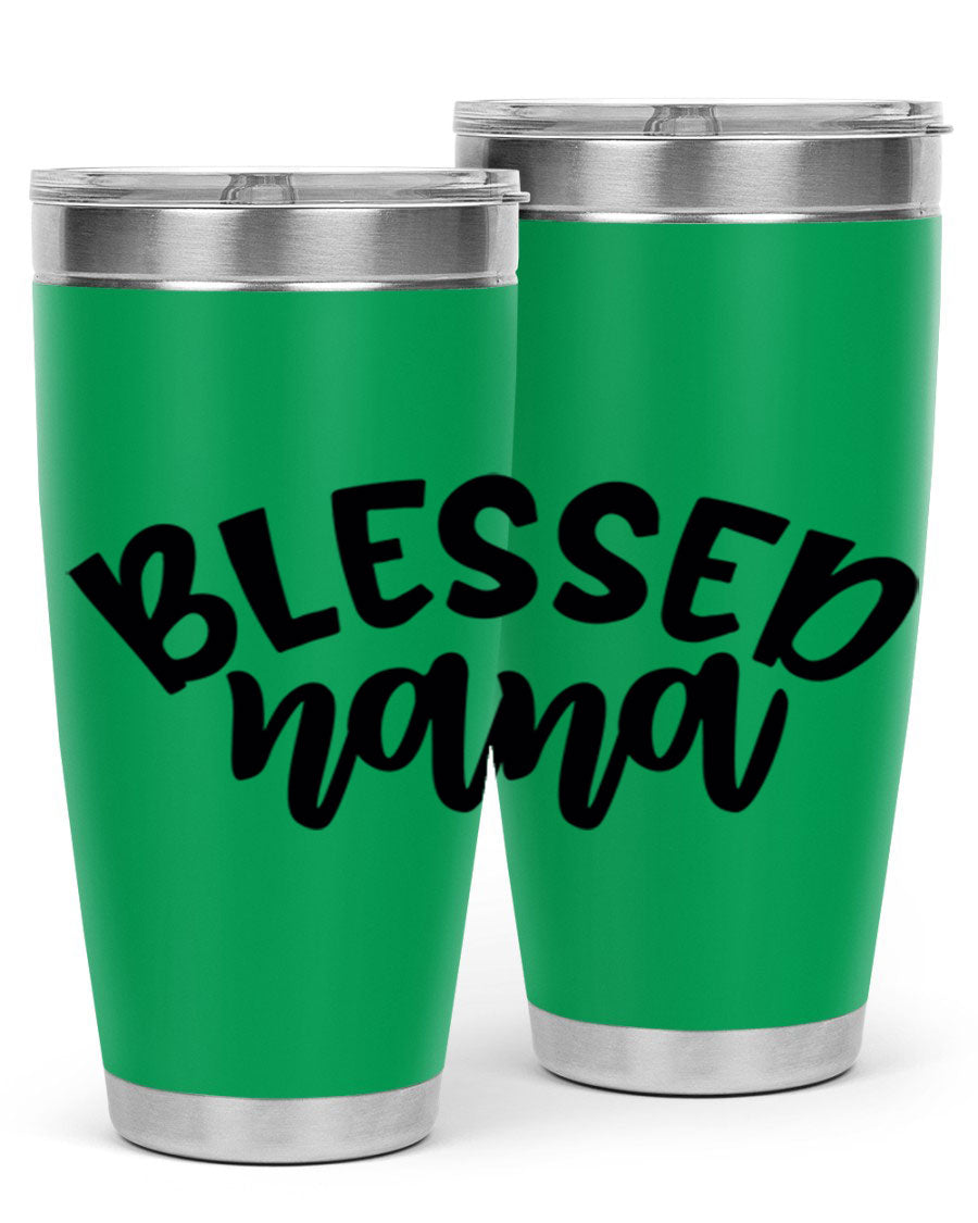 Blessed Nana 20oz Tumbler featuring double wall vacuum stainless steel design with a drink-thru lid, perfect for keeping beverages hot or cold.