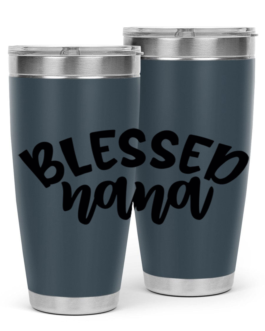 Blessed Nana 20oz Tumbler featuring double wall vacuum stainless steel design with a drink-thru lid, perfect for keeping beverages hot or cold.