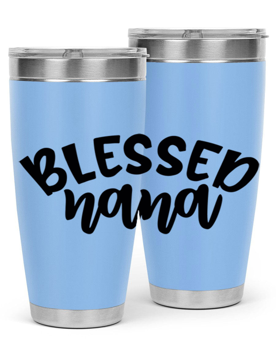 Blessed Nana 20oz Tumbler featuring double wall vacuum stainless steel design with a drink-thru lid, perfect for keeping beverages hot or cold.