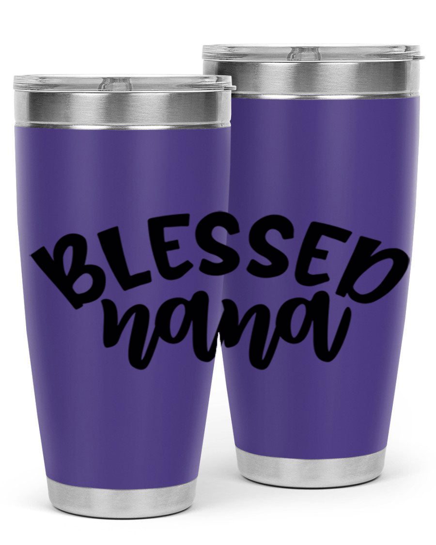 Blessed Nana 20oz Tumbler featuring double wall vacuum stainless steel design with a drink-thru lid, perfect for keeping beverages hot or cold.