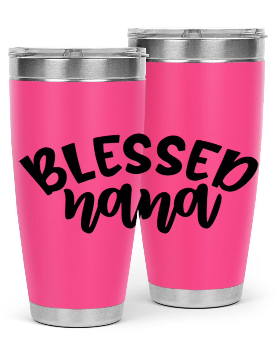 Blessed Nana 20oz Tumbler featuring double wall vacuum stainless steel design with a drink-thru lid, perfect for keeping beverages hot or cold.