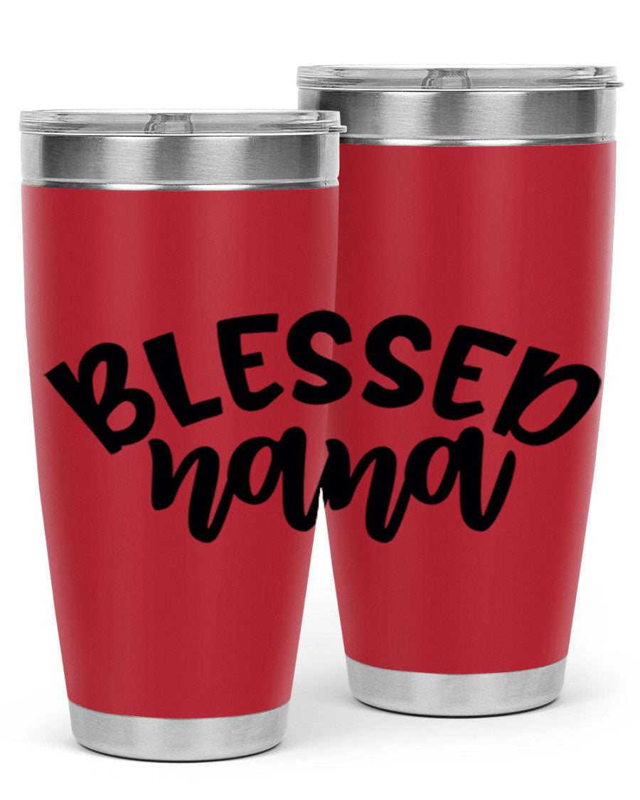 Blessed Nana 20oz Tumbler featuring double wall vacuum stainless steel design with a drink-thru lid, perfect for keeping beverages hot or cold.