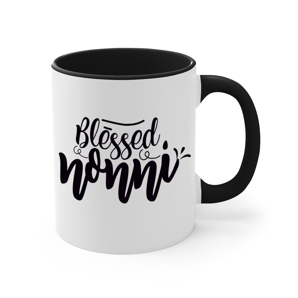 Blessed Nonni 57# Mug featuring a glossy finish, colored handle, and interior, available in five vibrant colors.