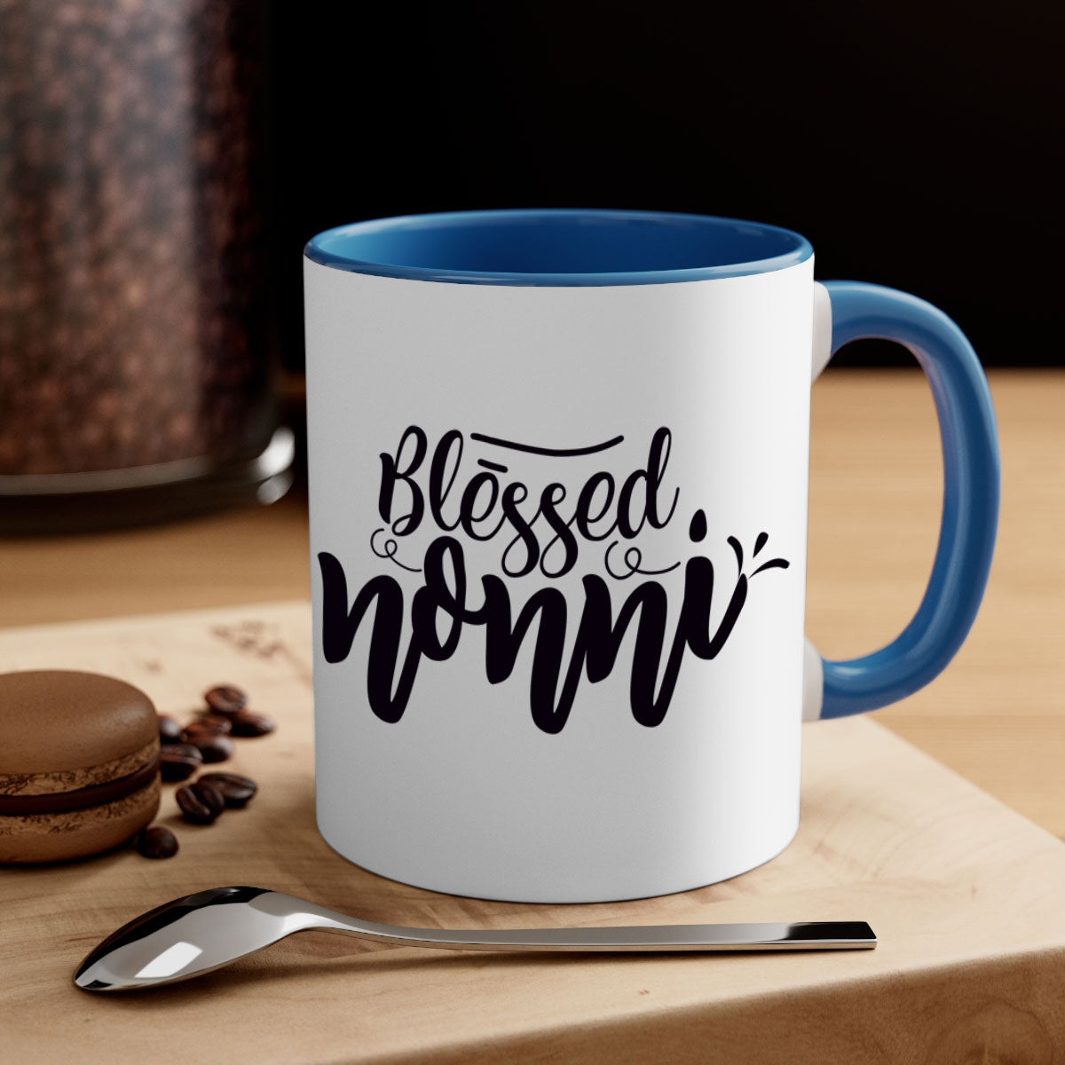 Blessed Nonni 57# Mug featuring a glossy finish, colored handle, and interior, available in five vibrant colors.