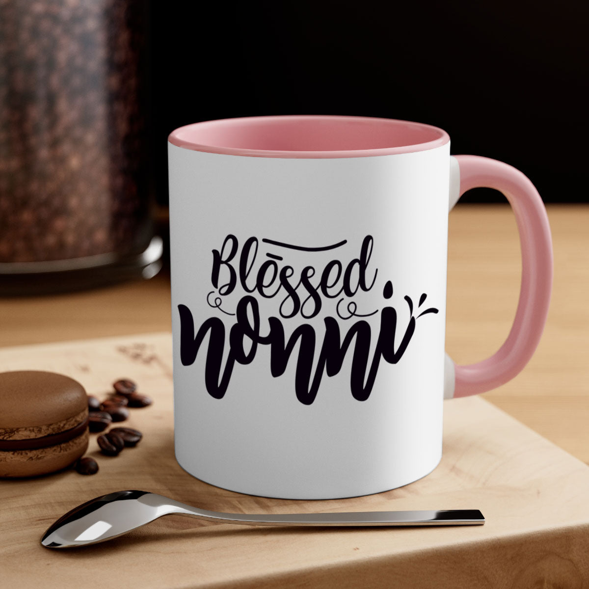 Blessed Nonni 57# Mug featuring a glossy finish, colored handle, and interior, available in five vibrant colors.