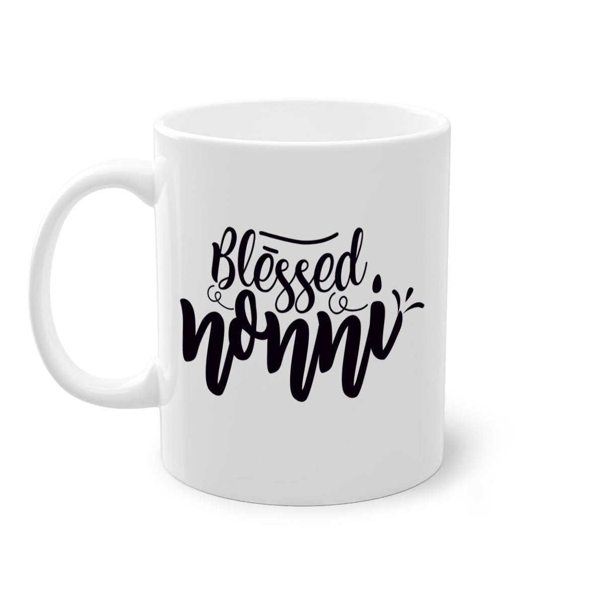 Blessed Nonni 57# Mug featuring a glossy finish, colored handle, and interior, available in five vibrant colors.