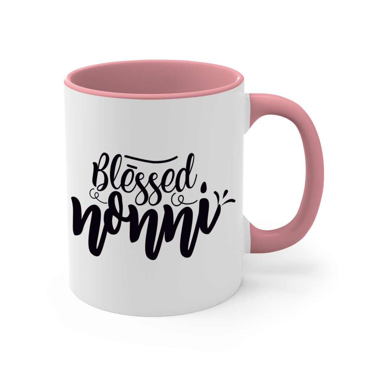 Blessed Nonni 57# Mug featuring a glossy finish, colored handle, and interior, available in five vibrant colors.