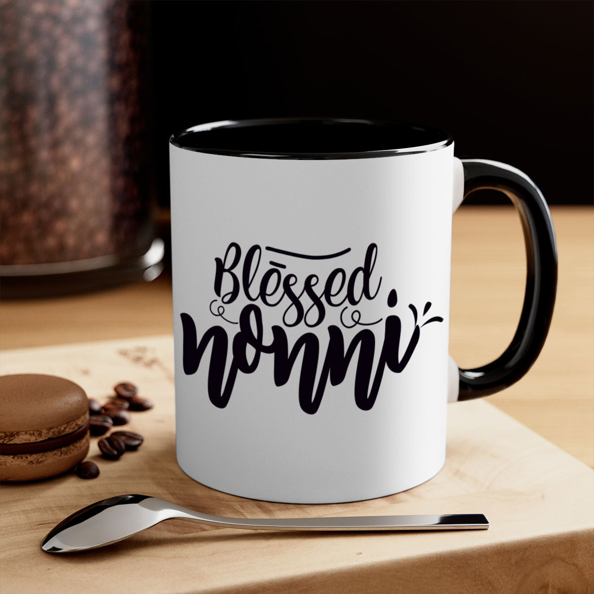 Blessed Nonni 57# Mug featuring a glossy finish, colored handle, and interior, available in five vibrant colors.