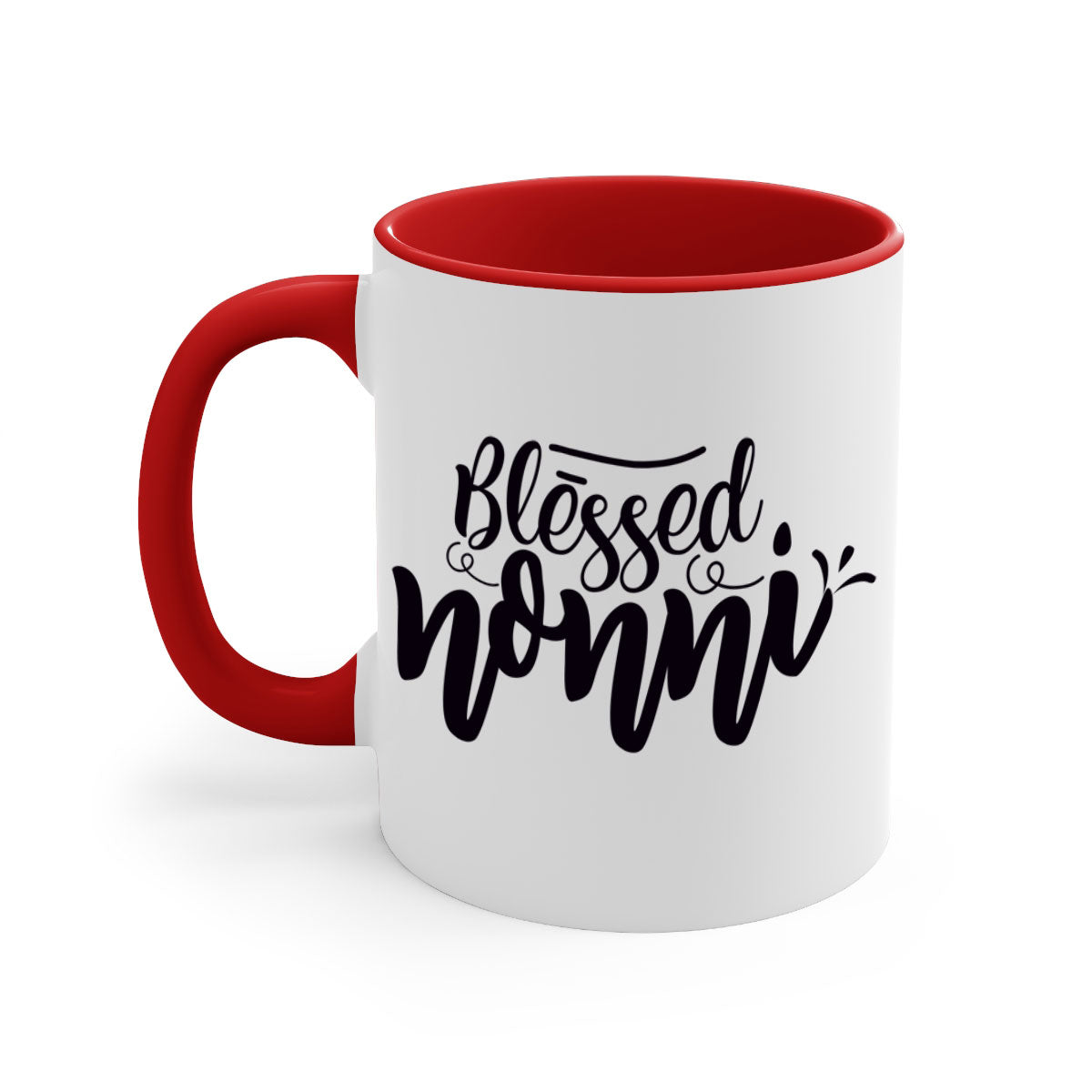 Blessed Nonni 57# Mug featuring a glossy finish, colored handle, and interior, available in five vibrant colors.