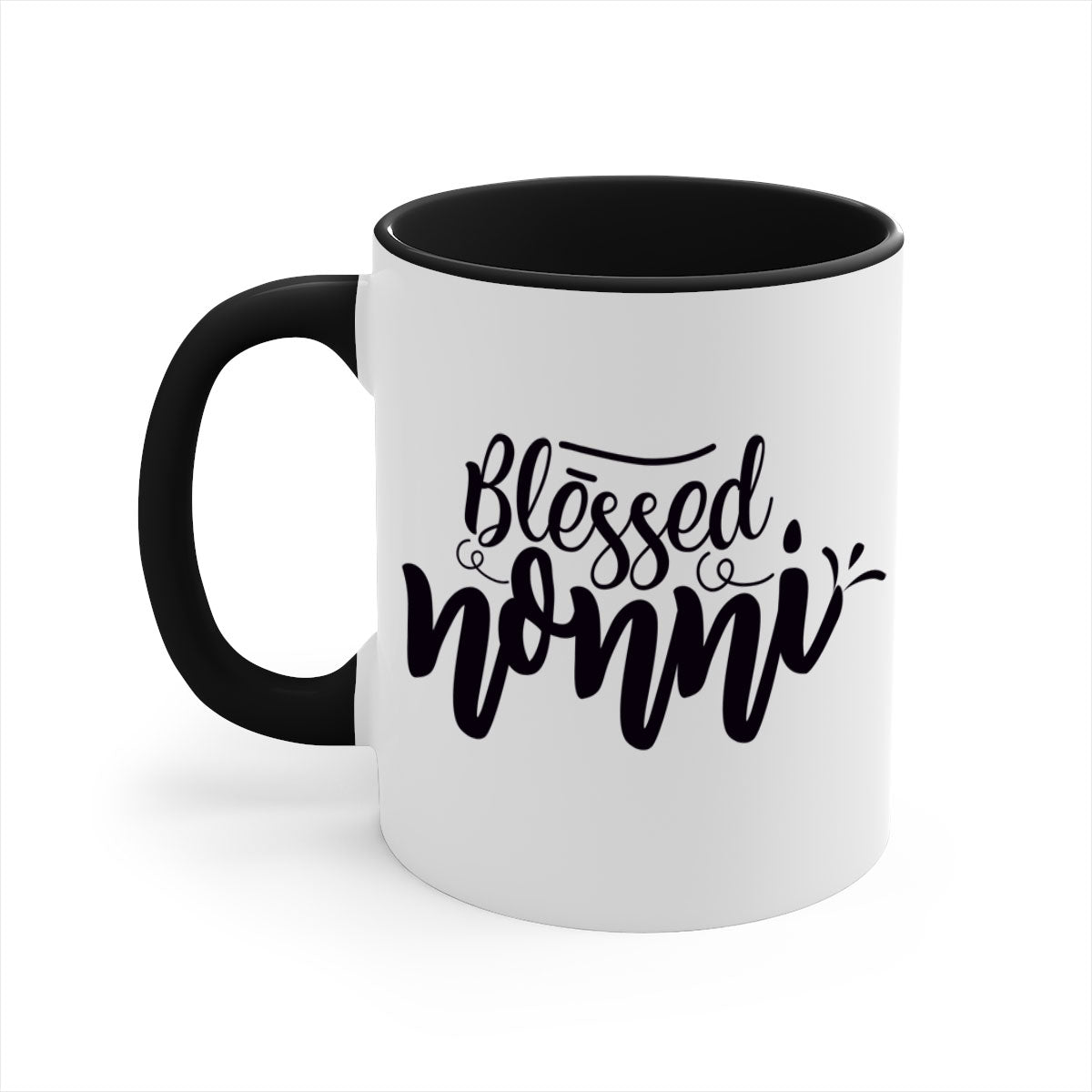 Blessed Nonni 57# Mug featuring a glossy finish, colored handle, and interior, available in five vibrant colors.