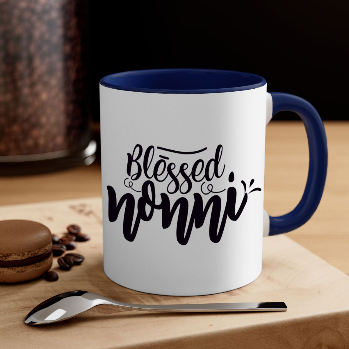 Blessed Nonni 57# Mug featuring a glossy finish, colored handle, and interior, available in five vibrant colors.