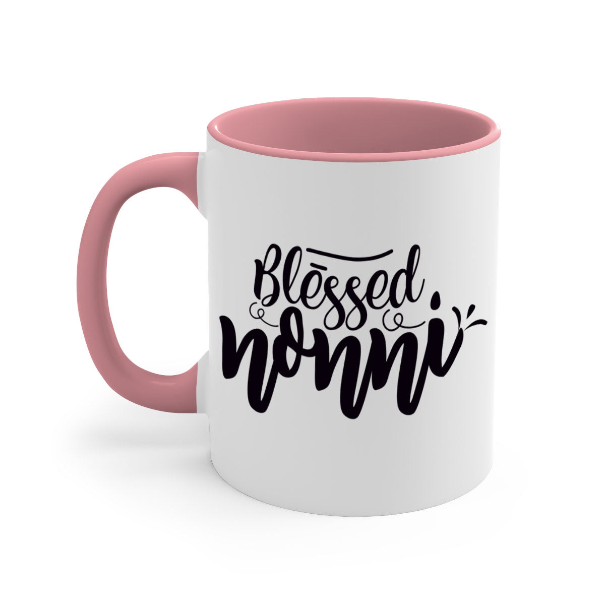 Blessed Nonni 57# Mug featuring a glossy finish, colored handle, and interior, available in five vibrant colors.