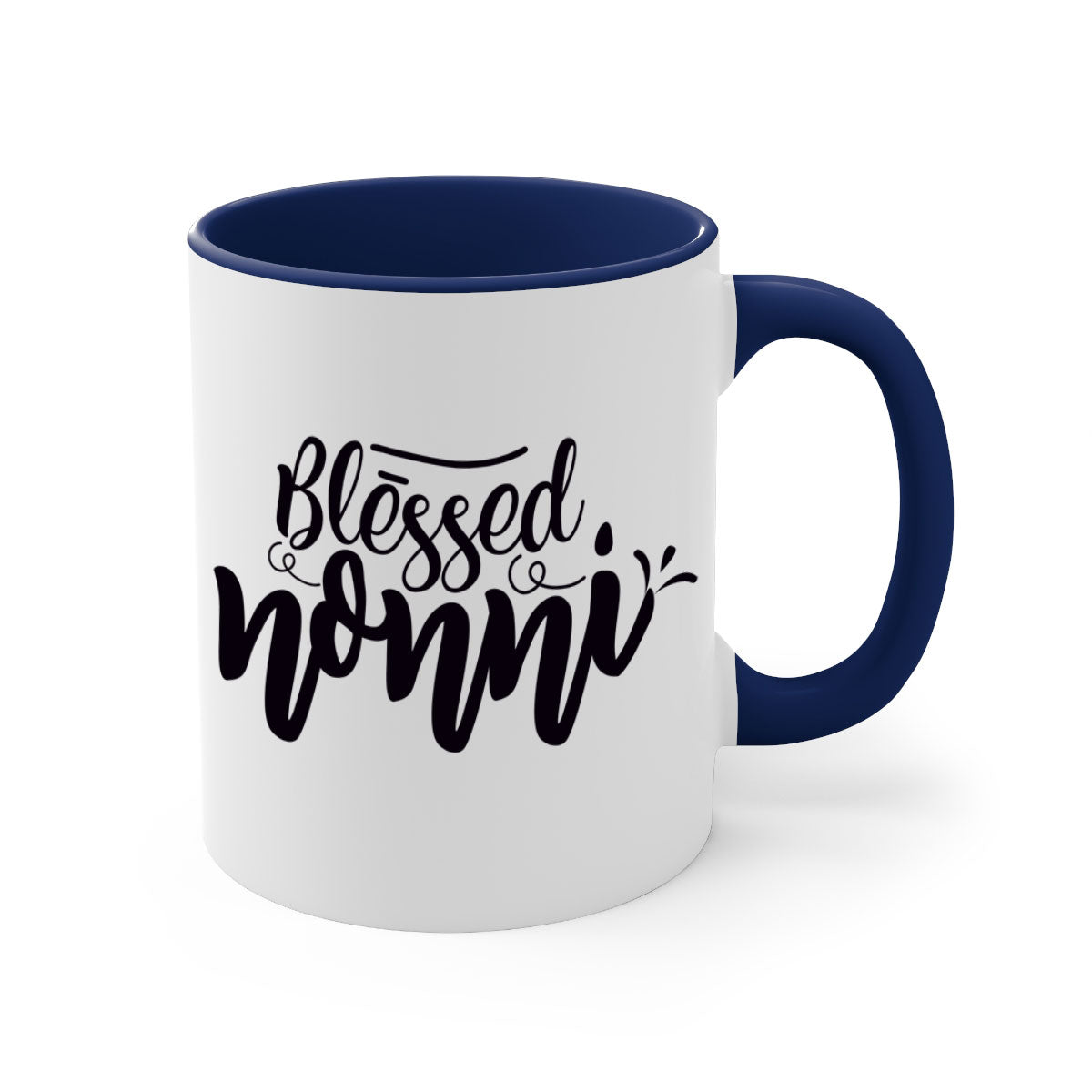 Blessed Nonni 57# Mug featuring a glossy finish, colored handle, and interior, available in five vibrant colors.