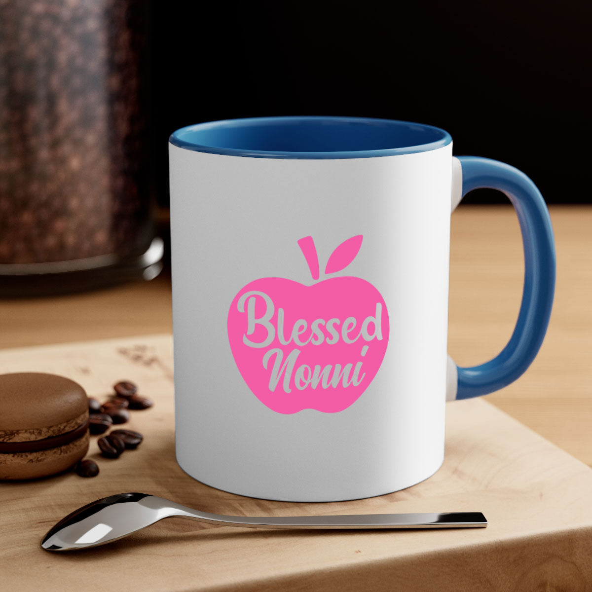 Blessed Nonni 58# Mug featuring a two-tone design with a colored handle and glossy finish, available in multiple colors.